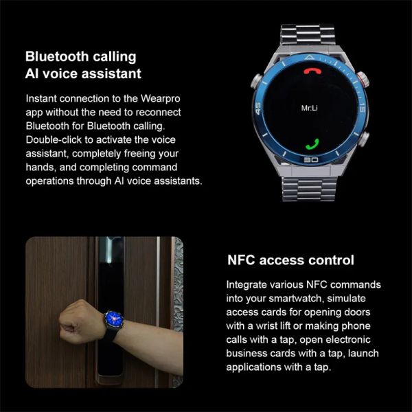 Für Huawei Xiaomi NFC Smart Watch Men GPS Tracker Amoled 454*454 HD -Bildschirm Herzfrequenz EKG+PPG Bluetooth Call SmartWatch 2024 Neu
