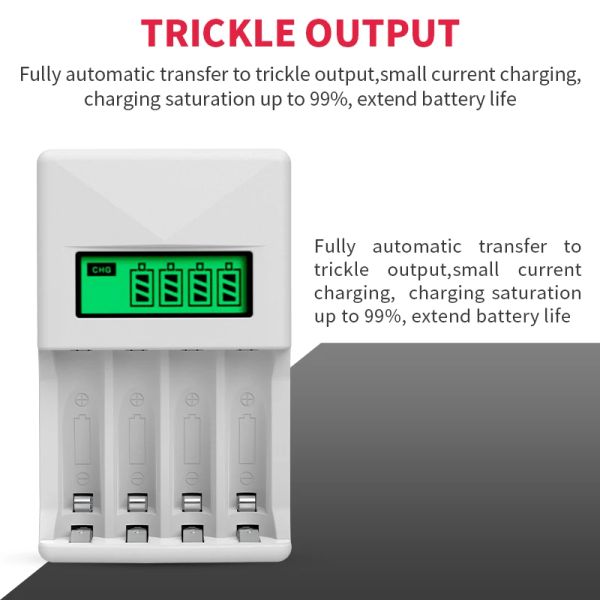 PUJIAMX NOVO 4 slots de carregador de bateria inteligente com tela USB LCD Display para 1,2V AA/AAA Ferramenta de carregamento de bateria recarregável