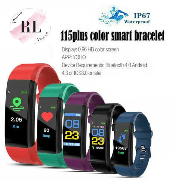 ID115 PLUS Bracciale intelligente a colori Bracciale schermo Pedometro sportivo Orologio Fitness Running Tracker Pedometro frequenza cardiaca Polsino intelligente4460490