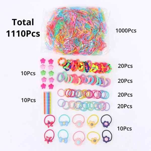 1110pcs acessórios de cabelo definido casa de penteado brincar de brinquedo elástico elástico bandos de cabelo de cabelo com garras de cabelo laços de cabelo