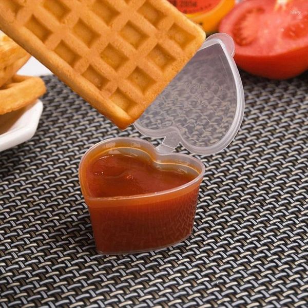 Nehmen Sie Container 10pcs 45 ml Plastik Sauce Cup Food Verpackung Einwegschale mit Deckelkarton -Restaurant -Vorräten zum Mitnehmen