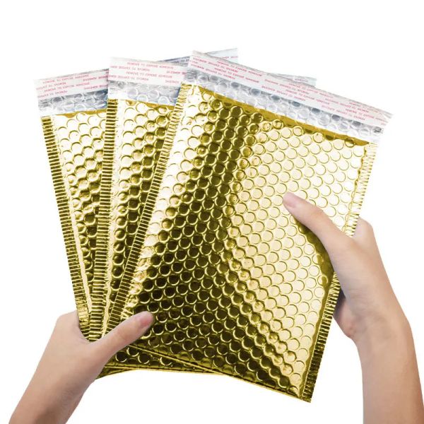 Envelopes 20pcs Gold Metallic acolchoados envelopes de casamento sacos de presente de logotipo personalizado envelopes postais envelopes de envio acolchoados