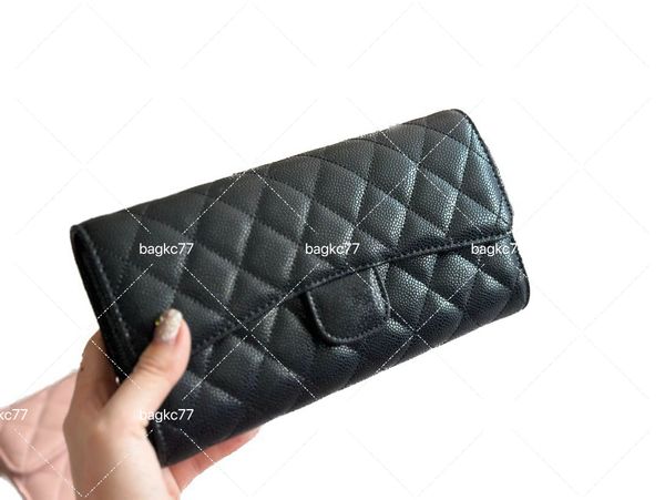 2024 neuer Stil Designer WOC -Taschen Handtasche Umhängetasche echte Leder Frauen Clutch Classic Wallet auf Kette Messenger Geldbörse Crossbody Handtaschen Kartenhalter Schwarz AA