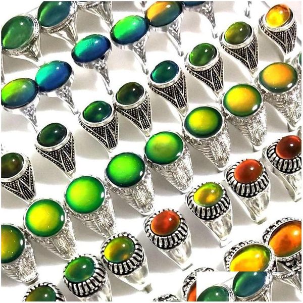 Anelli di cluster 20/50pcs uomo donna cambio colore dell'umore anello emotivo temperatura emotiva glassata maschio maschio Bagues Bague gioielli goccia dhlvq