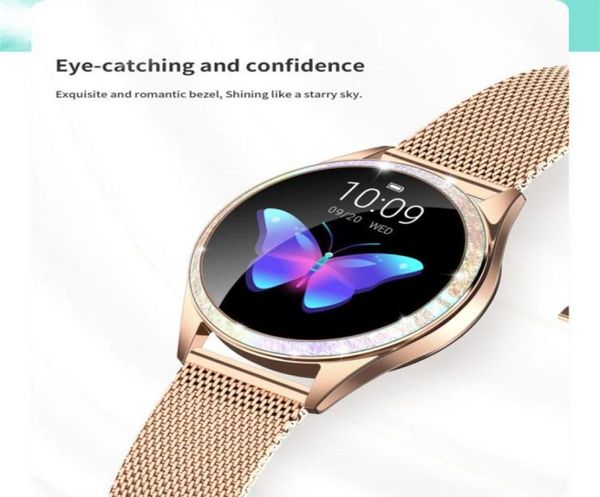 Bluetooth Smart Watch Женщины полноэкранные алмазные сплавы Smart Watch Monitor Sport Lady Watch для iOS Android Xiaomi KW2037945985