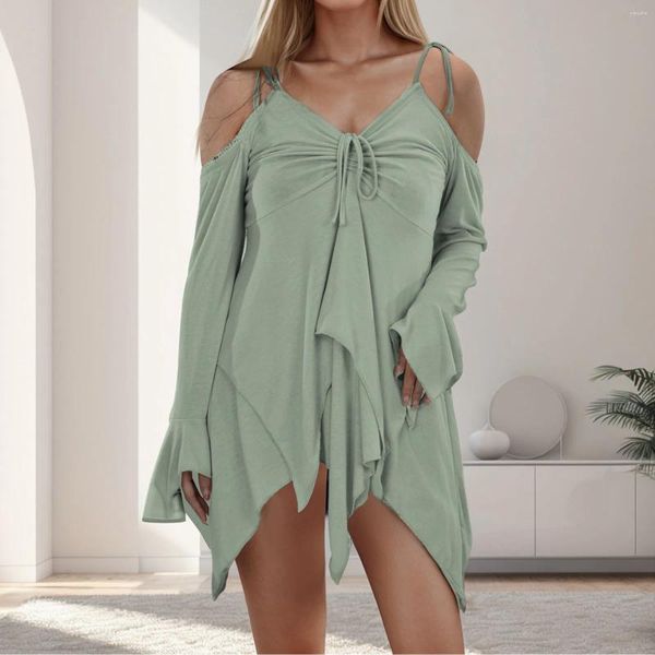 Lässige Kleider Buggerüte BH Korsett Stil Schnürspaghetti -Gurt Mini Kleid Frauen Rückenless Skater Schnürung Schlinge Robe Holiday Beach