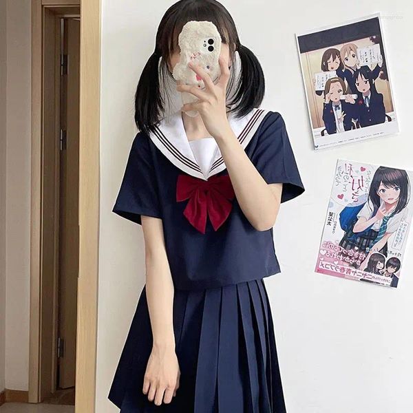Roupas conjuntos de roupas uniforme de menina de menina japonesa jk uniformes estudantes roupas para cosplay coreano marinheiro terno feminino saia s-2xl