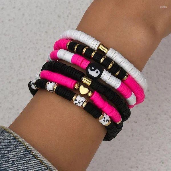 Bracelets de charme 6pcs multicolorante para mulheres feitas de argila polímero
