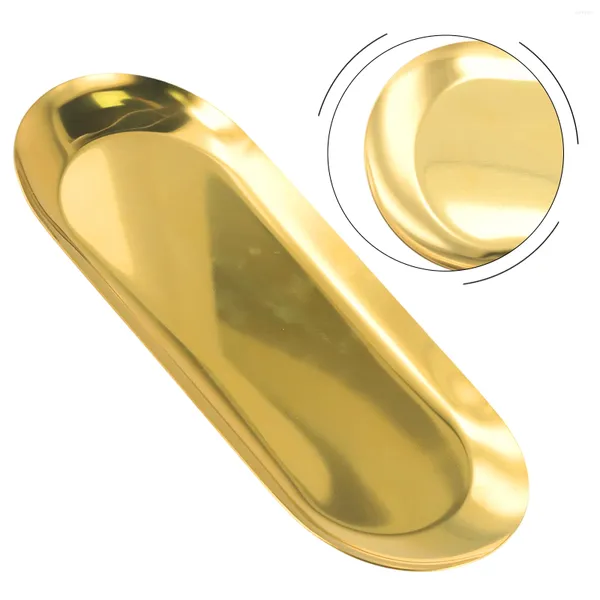 Dekorative Figuren 1PC Oval Edelstahlschale Aufbewahrung Tee Obst Kosmetik Schmuckplatte Gold 18 cm 23 cm Tafelgeschirr Zubehör Zubehör