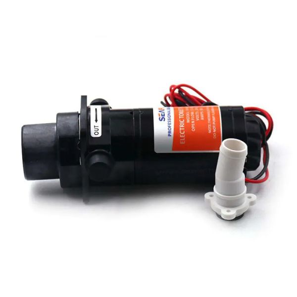 Seaflo 12V Bomba de vaso sanitário elétrica horizontal Passagem de esgoto Bomba de descarga equipada Fluxo aberto do impulsor 18.9L