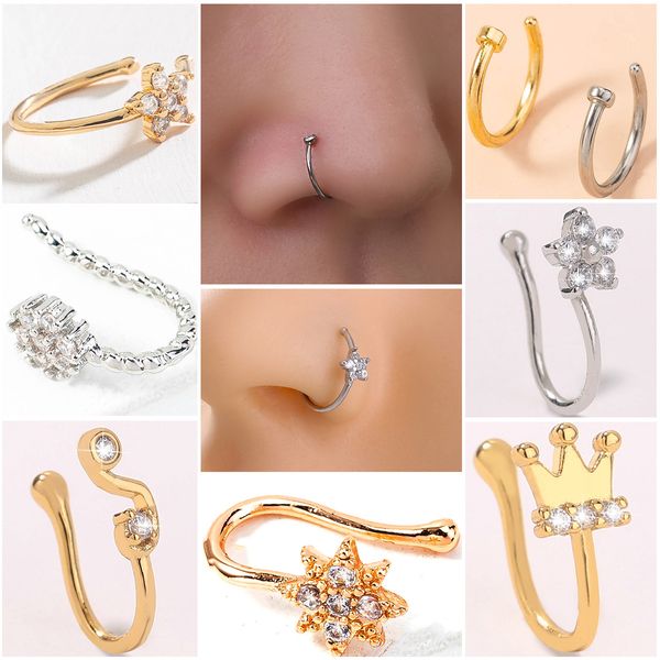 Accessori esagerati da uomo e donna alla moda Accessori personalizzati Creative Love Star Nose Anello naso in rame Clip naso a forma di U intarsiato Ornamenti