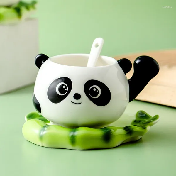 Kupa Saucers Yaratıcı Sevimli Panda Kupa Seramik Kahve Kupası Soser İzle Teel Süt Kupaları Modern Stil Ev Dekorasyon İçkisi Hediyesi