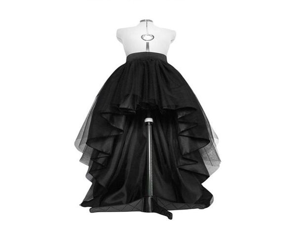 Gonna in tulle nero alto basso Orlo asimmetrico Tutu Abito da sposa a strati Abito da sposa Vita pieghettato Prom Gala Elegante Saia 2105276800876