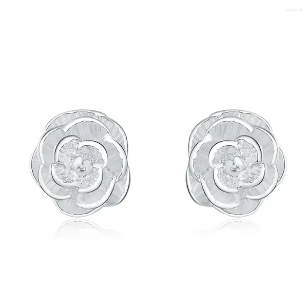 Brincos de garanhão Moda 925 Sterling Silver Charming Rose for Women Christmas Valentine's Charm Jewelry Party Gifts Wholesale