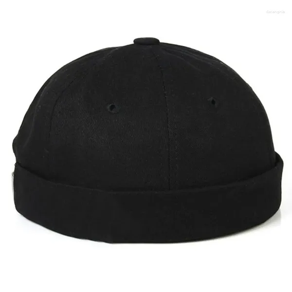 Береты -Человек Брим без хлопчатобумажной шляпы Beanie Skullcap Sailor Cap Cap Cuff Retro Navy Style