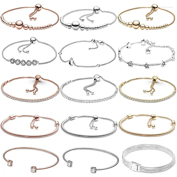 Braccialetti di fascino Offerta speciale 37 stili Sterling Silver Color Regolable Chain Bracciale Bracciale per Women Uomini Gioielli 2024 Trend