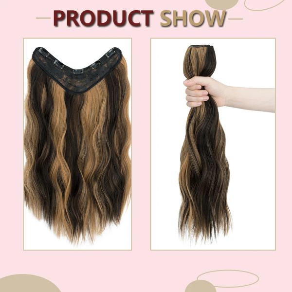 Синтетическая длинная кудрявая прическа 5 клипа в наращиваниях волос 18 дюймов с одной кусочкой коричневые светлые черные фальшивые волосы для женщин