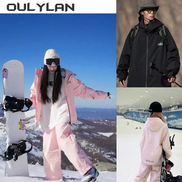 Setzen Sie neue wasserdichte Ski -Kleidung Jacken Hosen Set Männer Frauen im Freien im Außensport Winter warmer Skianzug Set Plus Größe S5XL