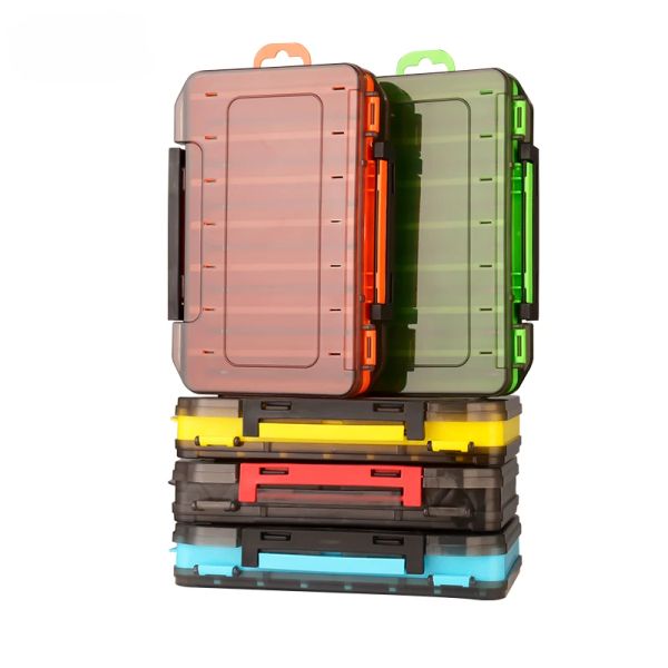 Scatole Tackle di pesca Box 14 Compartments Accessori per la pesca Case di stoccaggio del gancio Aoials per utensili da pesca a doppia faccia di organizzatore