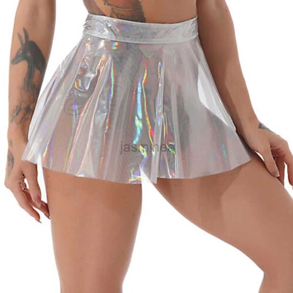 Urban sexy Kleider Frauen transparent PVC Falten Minirock hoher Taille auf sichtbar durch Röcke 2023 neue Stil sexy kurze Röcke für Damen 2445