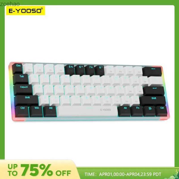 Teclados e-yooso z11t USB Wired Mechanical Gaming Keyboard Blue Red Switch 61 Keys Gamer Russian Brasilian Portuguese for Computer laptopl2404