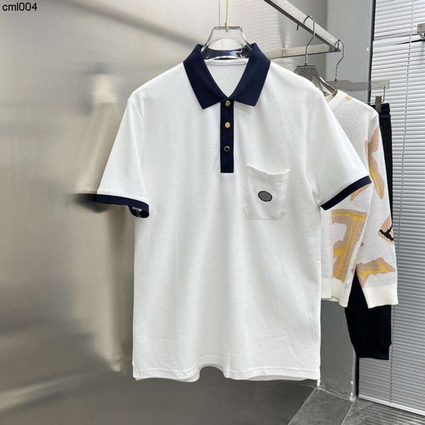 Trendy Marke Summer NEUE MENS Kurzärmeliges Polo -Shirt Mode Slim Fit Pocket Revers Halb Business Top 1A8E