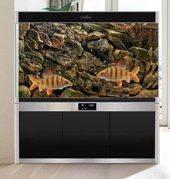Самостоятельный клей 3D Rock Stone PVC Аквариум фоновый плакат рыбные наклейки на стенах подводной ландшафт для аквариумов 25883897