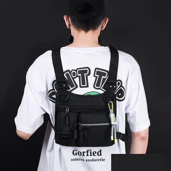 Outdoor -Taschen Männer Frauen lässig Chest Bag Rig HipHop Funktion Oxford Taktische Weste Sport Streetwear Männliche Taille 4 Farben Drop Lieferung OTCGD