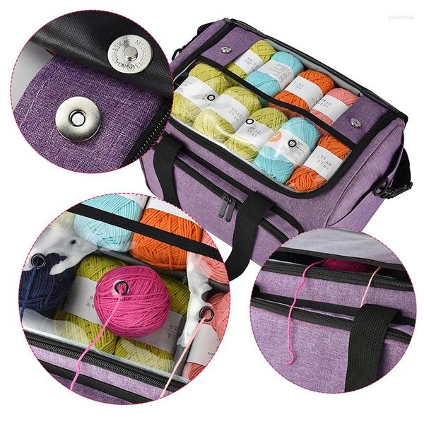 Aufbewahrungstaschen Stricktasche tragbares Garn Häkel DIY Haushalt Organizer für Wollnadelnnetzzubehör