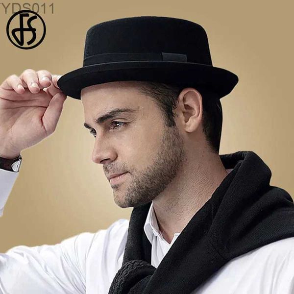 Cappelli larghi secchio fedora cappello nero cappello da uomo chiesa jazz nastro trilby panama gangster gentiluomo yq240403