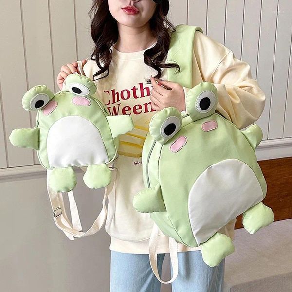 Bolsas escolares mulheres engraçadas fofas fog little cartoon backpack saco menina estudante pequena