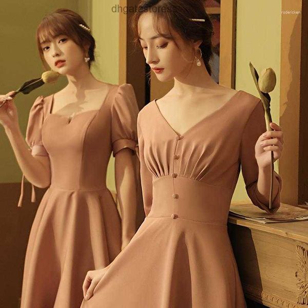 Roupas étnicas Manga curta Vestido de baile de baile rosa Verão A-line Cheongsam Sexy Satin Casual Square Collar Vestidso Elegante Qipao Maxi