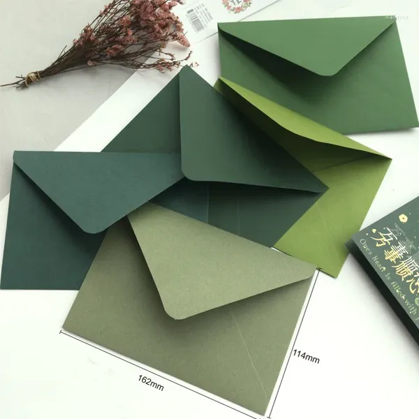 Geschenkverpackung 10pcs/Lot Green Series Umschlag 16x12Cm Small Business Supplie Postkarte Geschenkbox 250g Papiermeldung Verpackung Einladungen Hochzeit