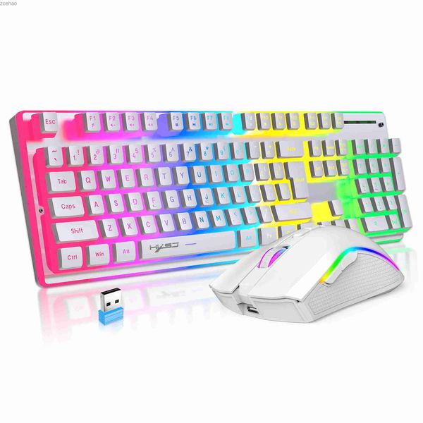 Teclados recarregam o teclado de pudim sem fio e o kit de combinação de mouse 2.4g teclado de retroilumação USB RGB e o kitl2404 do mouse de jogo