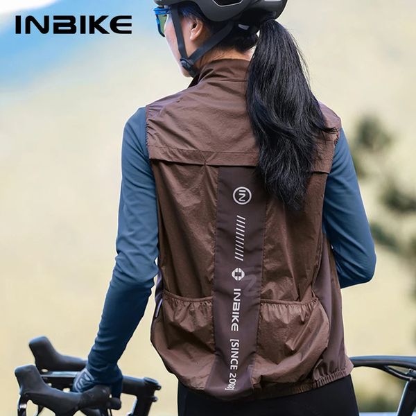 Ciclismo de ciclismo de entrada para mulheres sem mangas de capa de chuva de chuva leve MTB Roupas de bicicleta Windbreakers Reflexivo com bolsos 240403