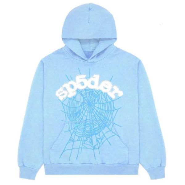 2024 Herren Hoodies New Sky SP5der Männer Frauen Hip Hop junger Schläger Spinnen Hoodie World Wide 555555 Sweatshirts Drucken Pullover Hoody Hell Blue Mgj668