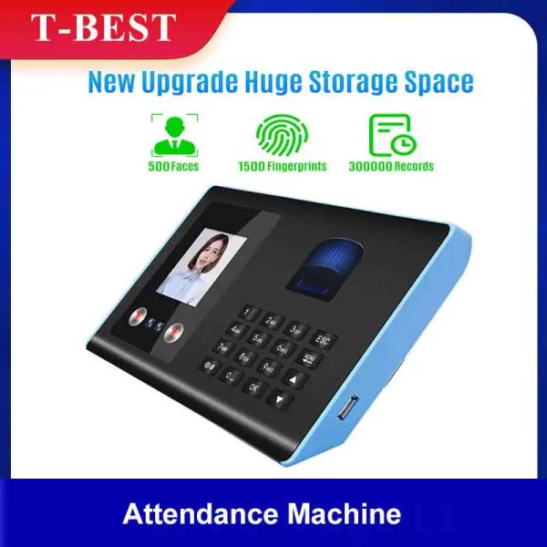 Gravando a máquina de atendimento inteligente Face Print Print Reconsking Mix Biometric Time Clock Voice Broadcast Multilanguage