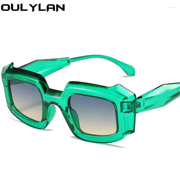 Óculos de sol Ouillan 2024 Feminino Feminino Vintage Designer Irregular Sol Glasses Men Personalidade Eyewear Eyewear Black Green Shades