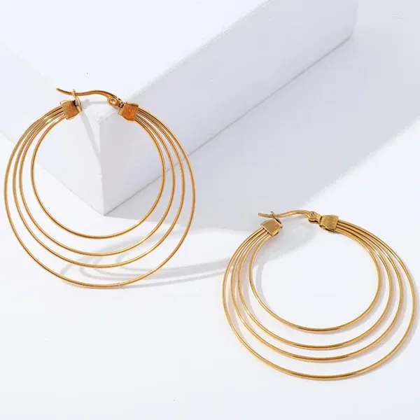 Hoop Ohrringe Fashion Edelstahl für Frauen Geometrische Mehrschichtlinien-Party-Schmuck Schmuck