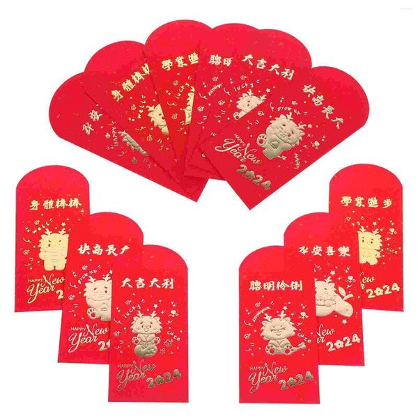 Hediye sargısı Çin yılı kırmızı zarflar 2024 zodyak ejderha şanslı para paketleri hong bao