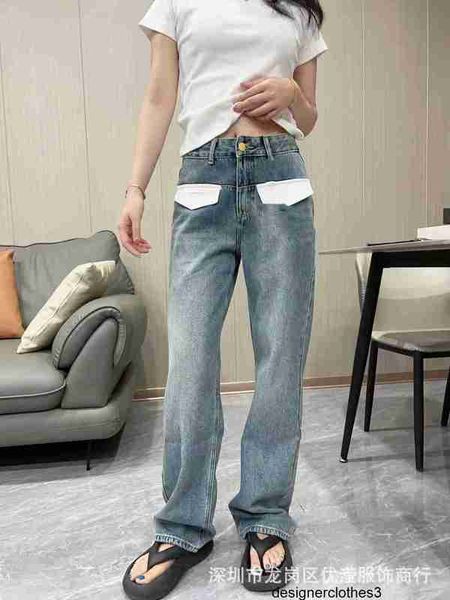 Designer New Pocket Pocket Panel Wash Jeans Children Firls High Street Vibe Style Leg Land Slim Pants J40K