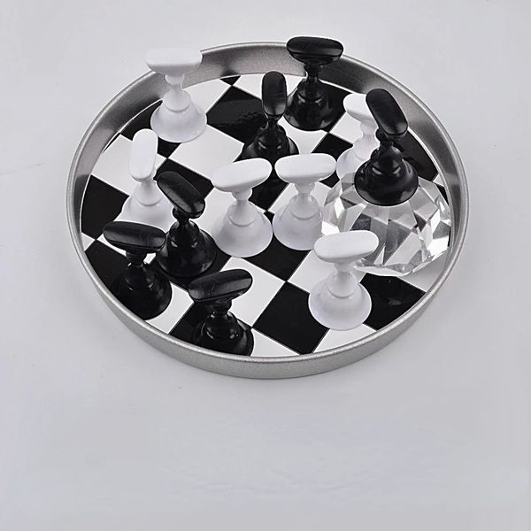 Inovador Lotus Seat Manicure Placa de xadrez Stand para solução exclusiva de unhas