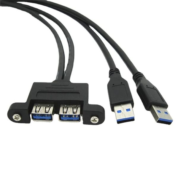 Высокоскоростный двойной порт USB 3.0 Мужской и женской панели винтовой блокировки разгибания растяжения растяжения кабеля кабеля панели 0,3 м/0,5 м/1 м/1,5 м