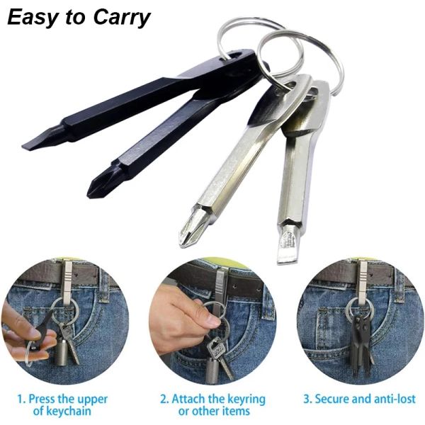 Tragbare Phillips geschlitzte Schraubendreher Set Key Ring Keychain Mini -Taschenschlüsselrahmenscheibe Treiber Reparaturwerkzeug Gadget EDC kleines Kreuz