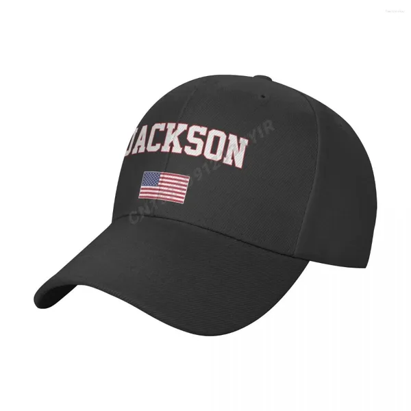 Top Caps Beyzbol Kapağı Jackson America Bayrak ABD Amerika Birleşik Devletleri City Wild Sun Gölge Tepeli Ayarlanabilir Açık Dış