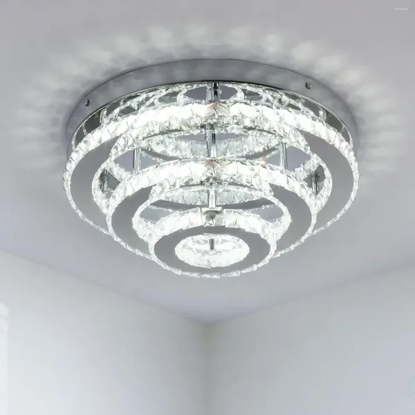 Luzes de teto frixchur lustre de cristal moderno redondo led luz montagem embutida lustres para quartos sala estar cozinha corredor
