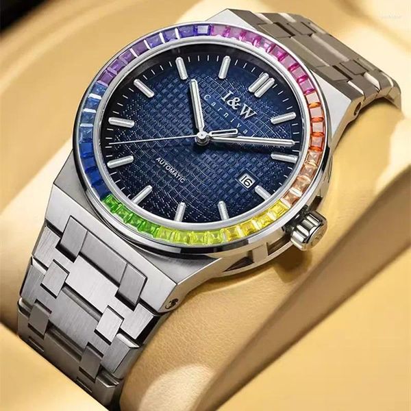 Armbanduhr Relogio Maskulino Carnival Mechanical Watch für Männer Diamond Automatische Handgelenk Uhr 50m wasserdichte Mann Reloj