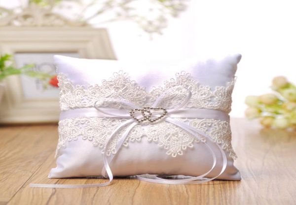 Feis Whole Double Heart Lace Pillow Polyester Rose Ring Ring Box em forma de anel suprimentos de casamento Acessórios para casamento1496006