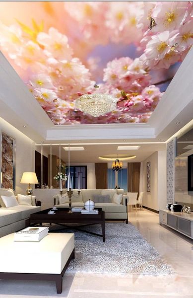 Sfondi soffitti personalizzati 3D Murales a soffitto sfondo bellissimo murale di farfalla di pesca