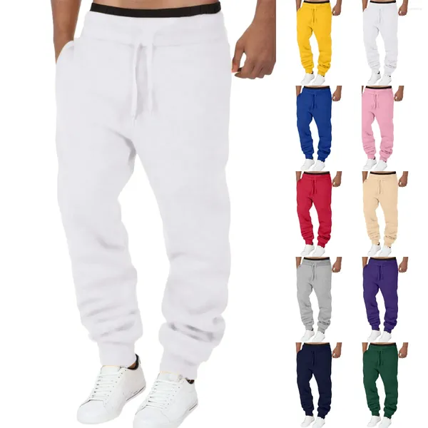 Herrenhose, Seitentaschen, elastische Taille, Freizeithose, Plüsch gefüttert, einfarbig, verstellbarer Kordelzug, Herren, Fitness, für Outdoor-Sportarten